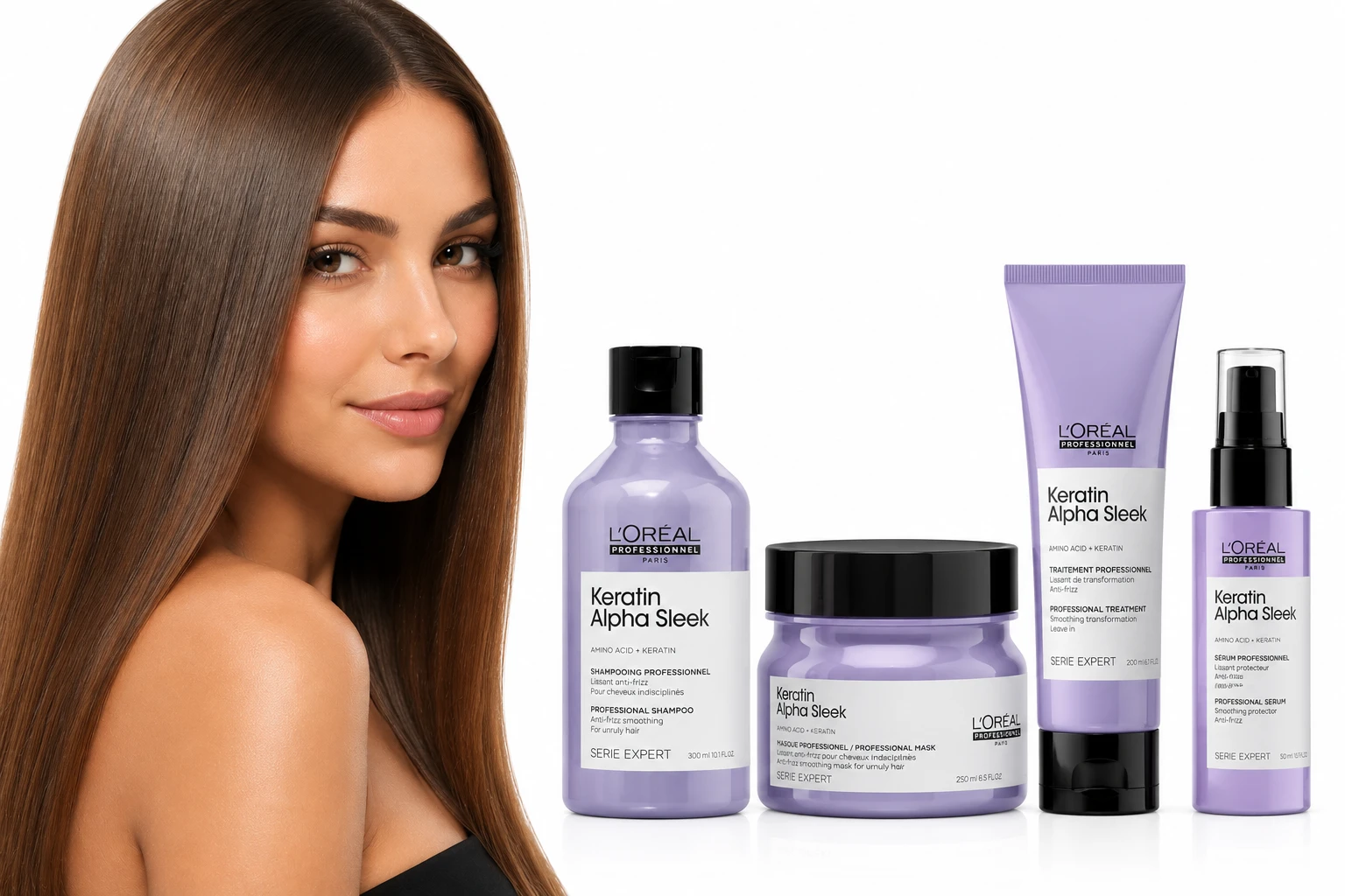 L'Oréal Keratin Alpha Sleek - szöszösödő, párára érzékeny hajra
